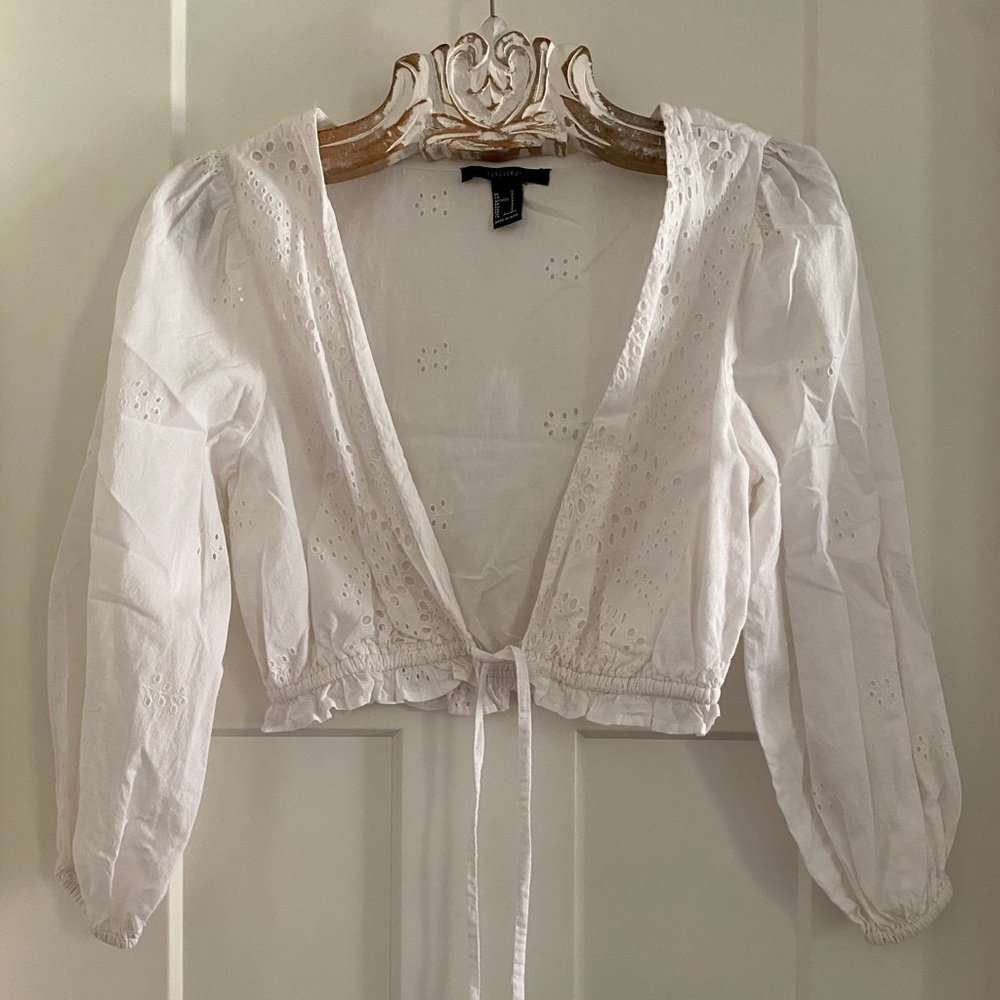 Forever 21 White Eyelet Blouse